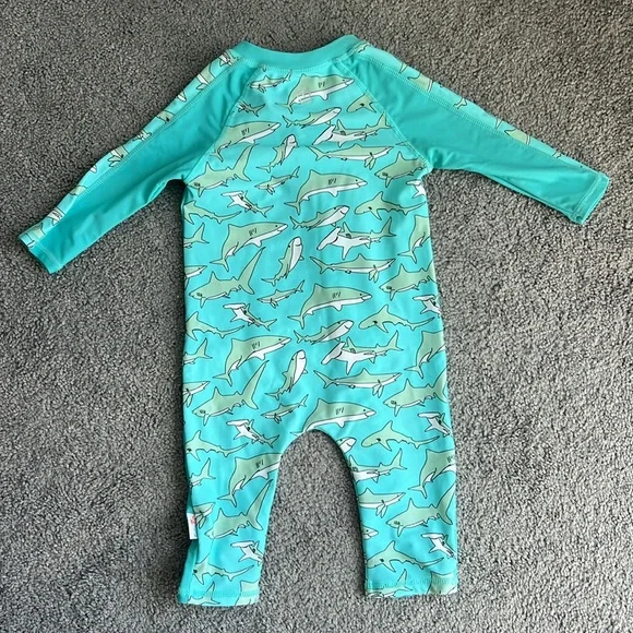 SwimZip shark zipper rash guard UPF 50 size 6-12M - Picture 4 of 4